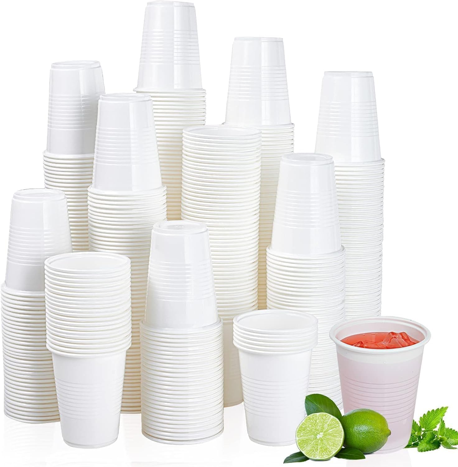 AMD Nexus 100 X White 7oz Plastic Cups Cups, Plastic Glasses for Party, Wedding, Cocktails, Christmas Party Cups, Cold Party Drinking Cups