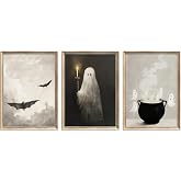 Halloween Wall Art Vintage Halloween Ghosts Painting Wall Decor Funny Gothic Pictures Prints Ghost Bat Spider Spooky Gothic Wall Art for Living Room Bedroom 12x16 Inch