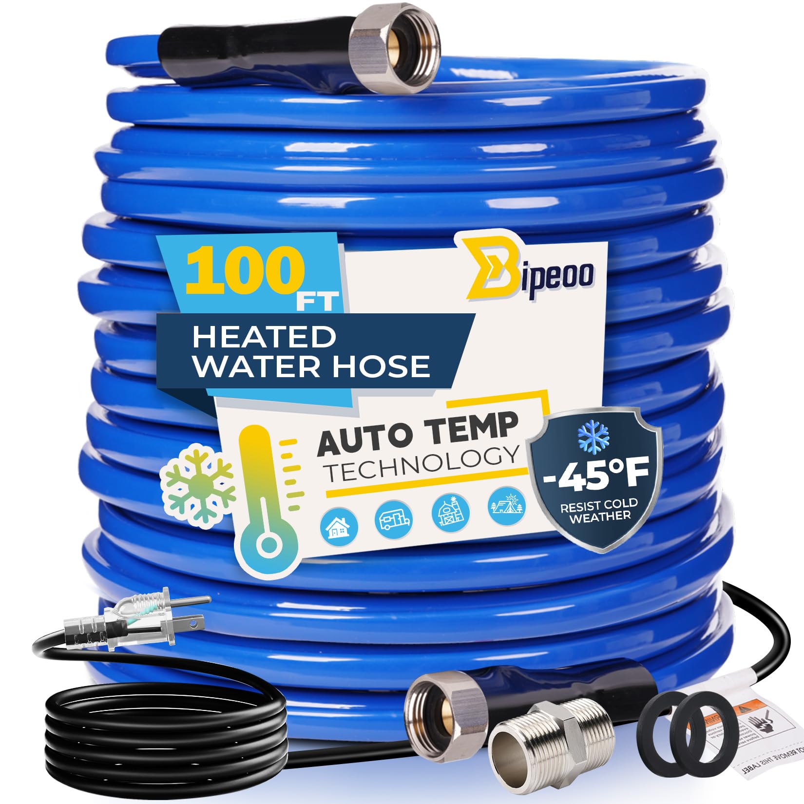 Photo 1 of 100FT Heated Water Hose for Rv,Heated Water Hose Antifreeze to -45°F,Great Rv Accessories for Campers,Livestock,Agriculture,Lead and BPA Free