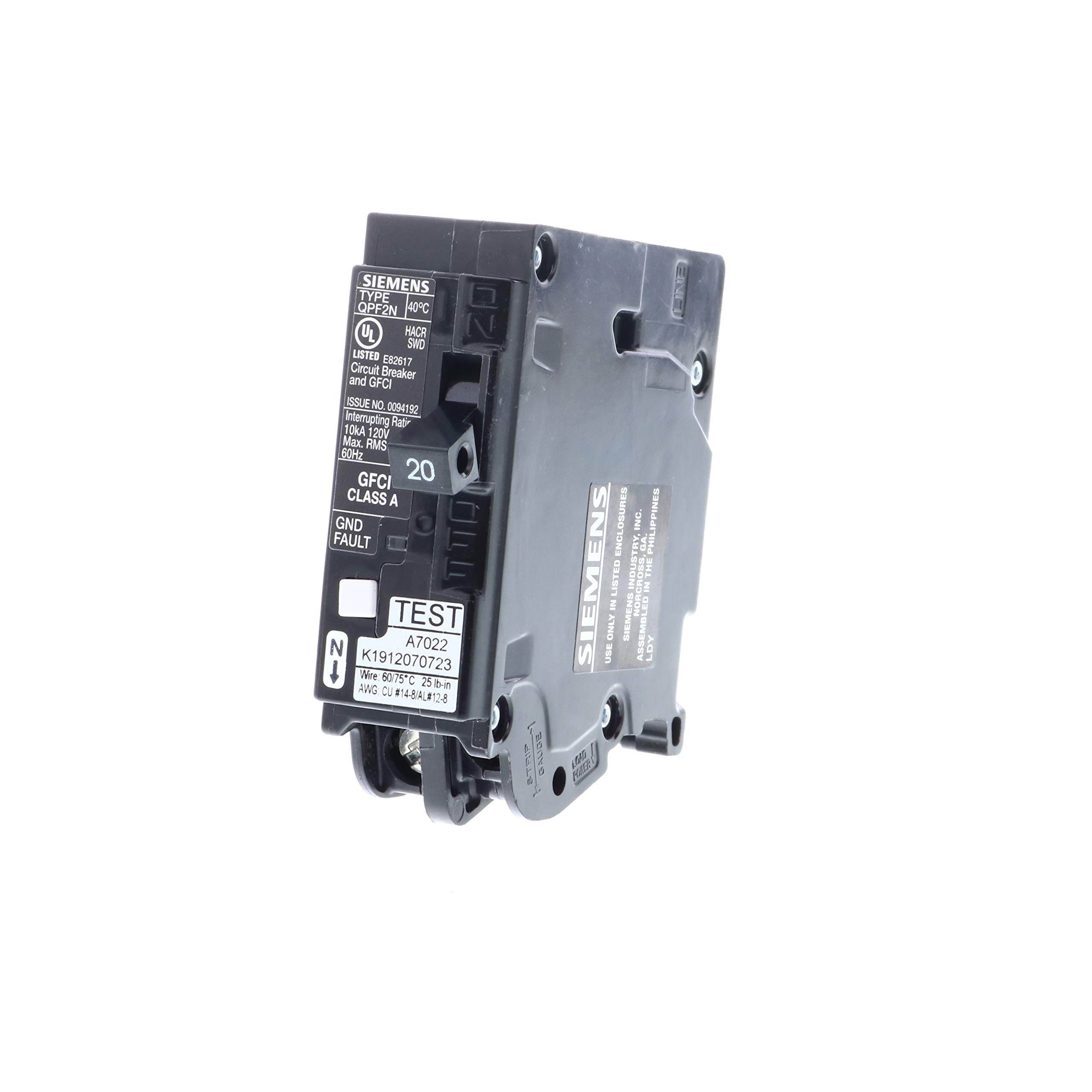Siemens QPF 20-amp 1-Pole GFCI Plug-on Neutral Circuit Breaker QF120ANP