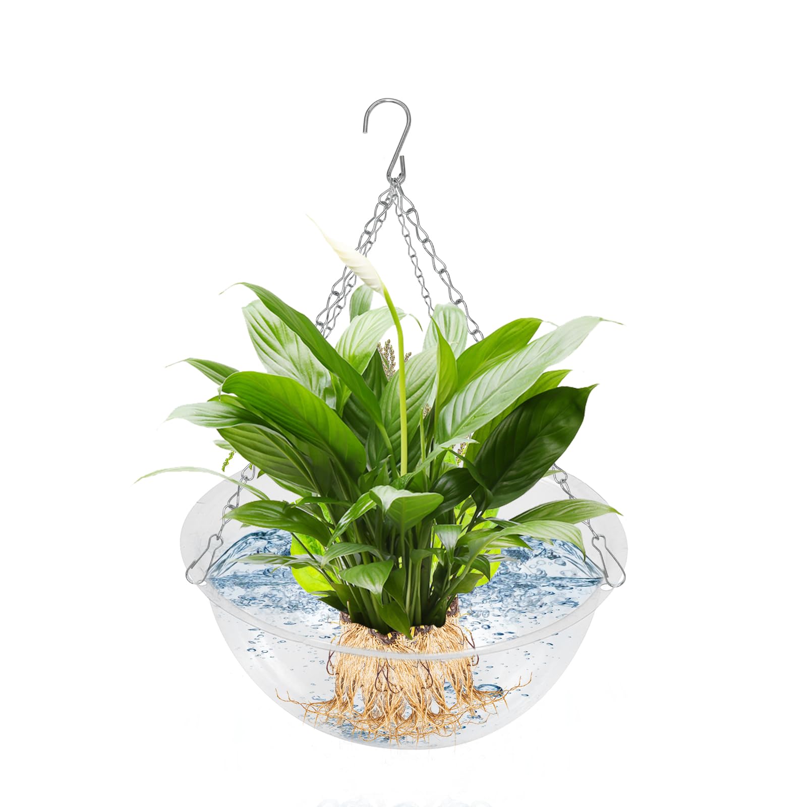 Photo 1 of SnowTing 2 Pack Clear Hanging Planter Basket with Hook Chain, 11.8 Inch Air Hydroponics Plants Hanger for Indoor Use, Flower Pots Hanger for Home Garden Porch Entrance Décor
