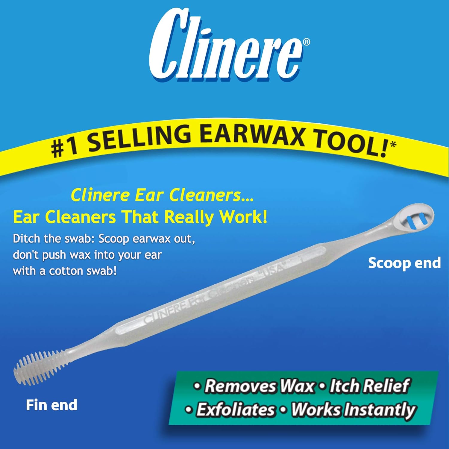 Clinere® Ear Cleaners, 10 Count Earwax Remover Tool Safely and Gently Cleaning Ear Canal at Home, Ear Wax Cleaner Tool, Itch Relief, Ear Wax Buildup, Works Instantly, Exfolimates, Earwax Cleaners.: Health & Personal Care