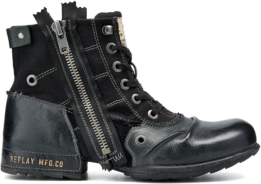 Replay Men's Clutch GMU01 .002, Zip Up Boot, Black, 9 UK (43 EU