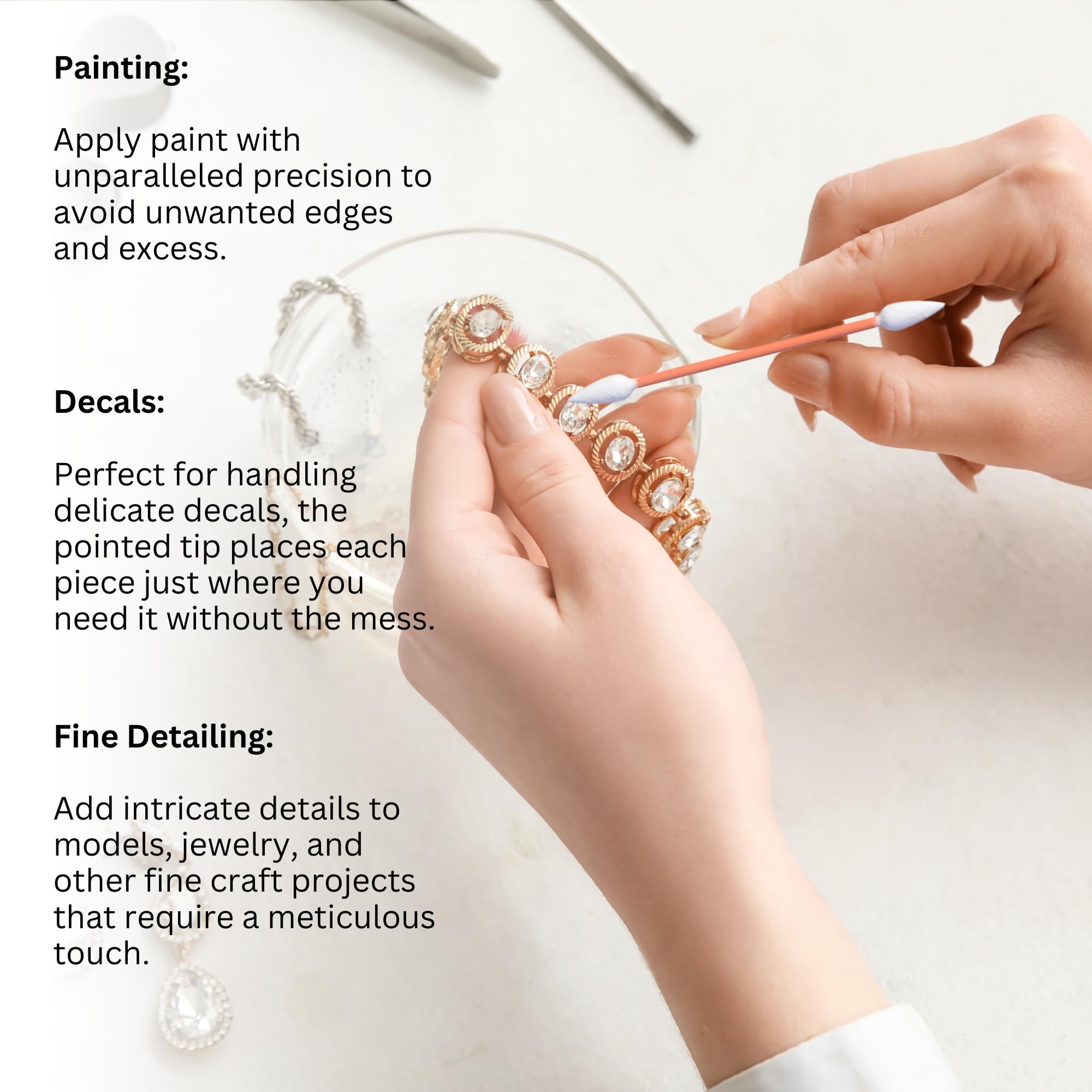 Classic Craft Tees - Double Sided Pointed Swabs - Precision Tip - for Painting, Fine Detailing, & Cleaning - Multifunctional for Your Craft Needs - 120 Cotton Tips - 3 Pack