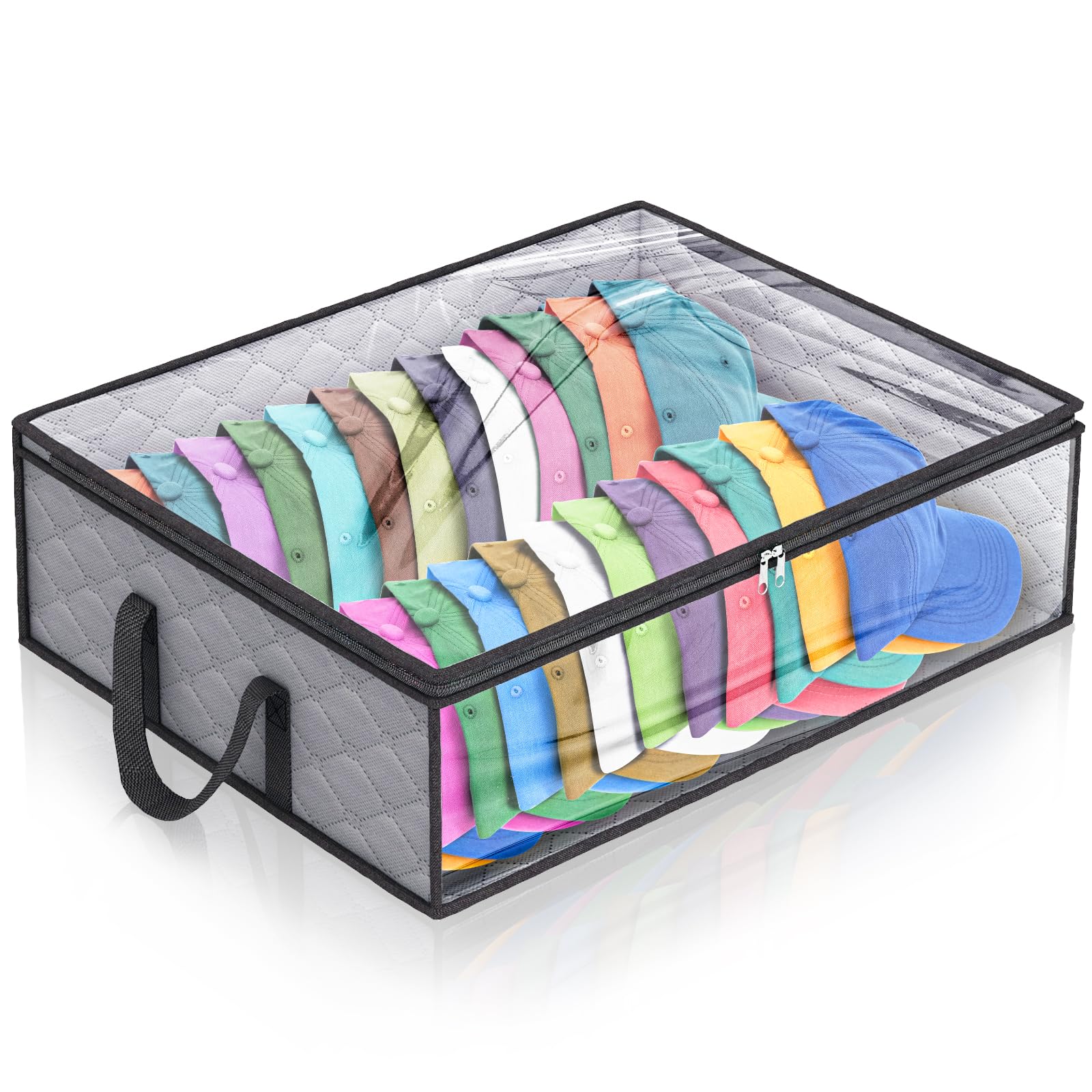 Photo 1 of Fixwal Wide Hat Storage for Baseball Caps Organizer with 2 Sturdy Handles Hat Bags Holds Up to 40 Hats Foldable for Home Travel