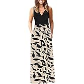 AUSELILY Women's Sleeveless Formal Dress Deep V Neck Loose Plain Cocktail Long Maxi Dresses with Pockets 2026 New