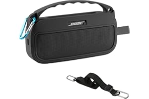 CBDYWVR Silicone Cover Case for Bose SoundLink Flex (2nd Gen) Wireless Speaker, Travel Protective Silicone Cover with Carabiner and Shoulder Strap for SoundLink Flex Speaker (Black)