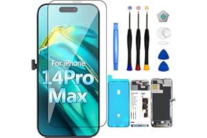LMQ for iPhone14 Pro Max Screen Replacement 6.7inch， LCD Display 3D Touch Digitizer Assembly for A2894, A2651, A2893, A2896, A2895with Repair Tool Kits+Waterproof Tape+Screen Protector+Waterproof Frame