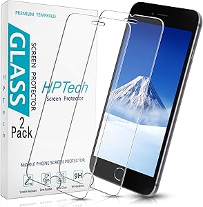 HPTech Screen Protector for iPhone SE 2020 - (2-Pack) [Japan Tempered Glass] for Apple iPhone SE 2020, iPhone 6, iPhone 6S, iPhone 7, iPhone 8 [4.7-inch] Bubble Free