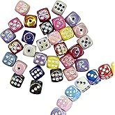 30PCS Cube Dice Acrylic Beads, Iridescent 3D Cube Dice Enamel Beads for Keychain Making, Creative Loose Beads Bulk for Beaded Pens DIY Handmade Crafts Necklace Bracelet Lanyard Making