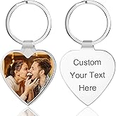 JUBOPE Custom Keychain with Picture Personalized Photo Keychains Customized Engraving Text Key Chain for Women Men
