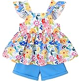 YOUNGER TREE Toddler Baby Girl Clothes Sleeveless Ruffle Bowknot Dress Top Shorts Set Summer Outfits for Little Kids Girls