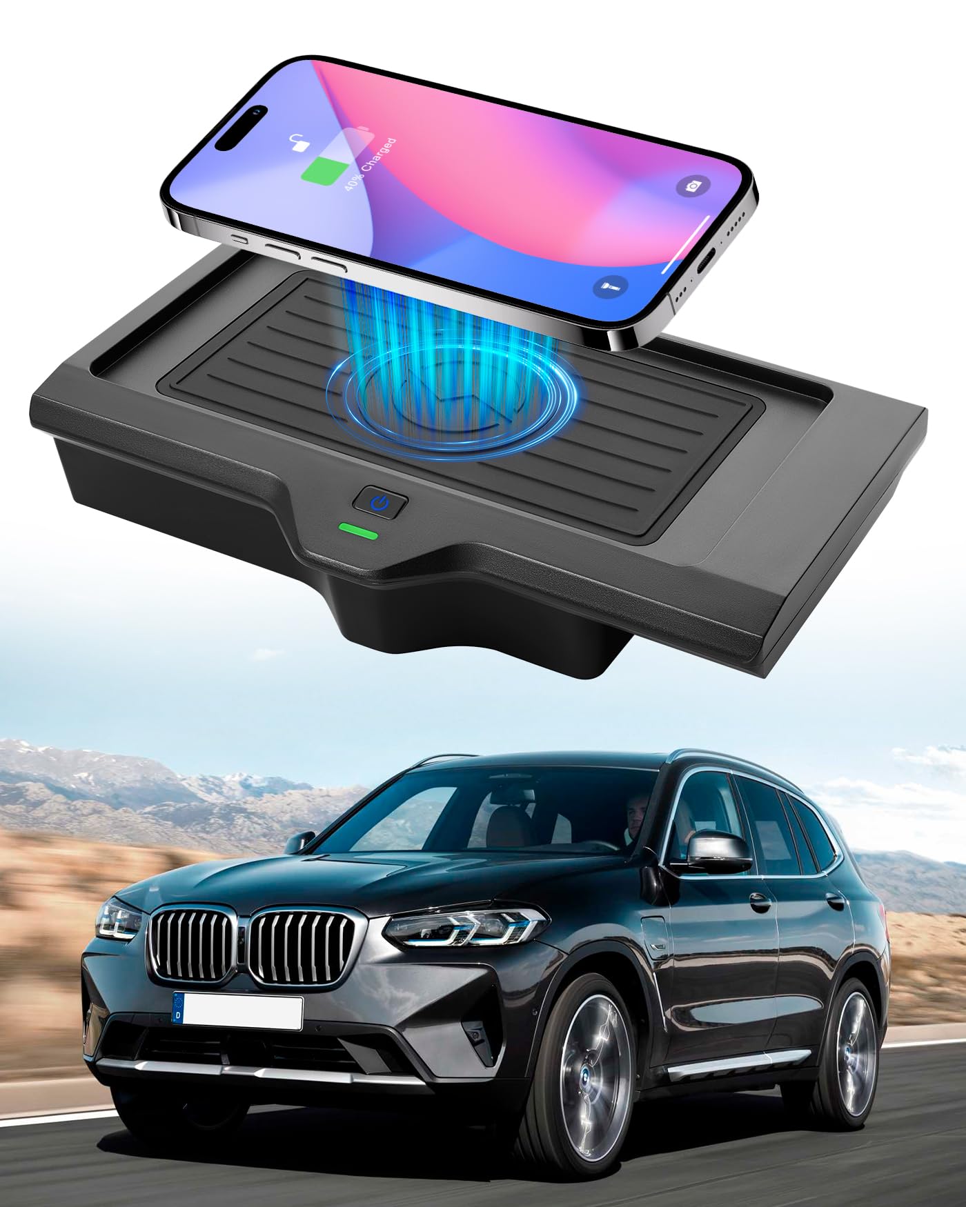 Photo 1 of ***UNTESTED*** TAPTES Wireless Charger for BMW X3 G01 2024-2018 X4 2025 2024 2023 2022 2021 2020 2019, Charging Pad Mat Accessories for Car Phone, Car Charger Mount Compatible for BMW X3/X4