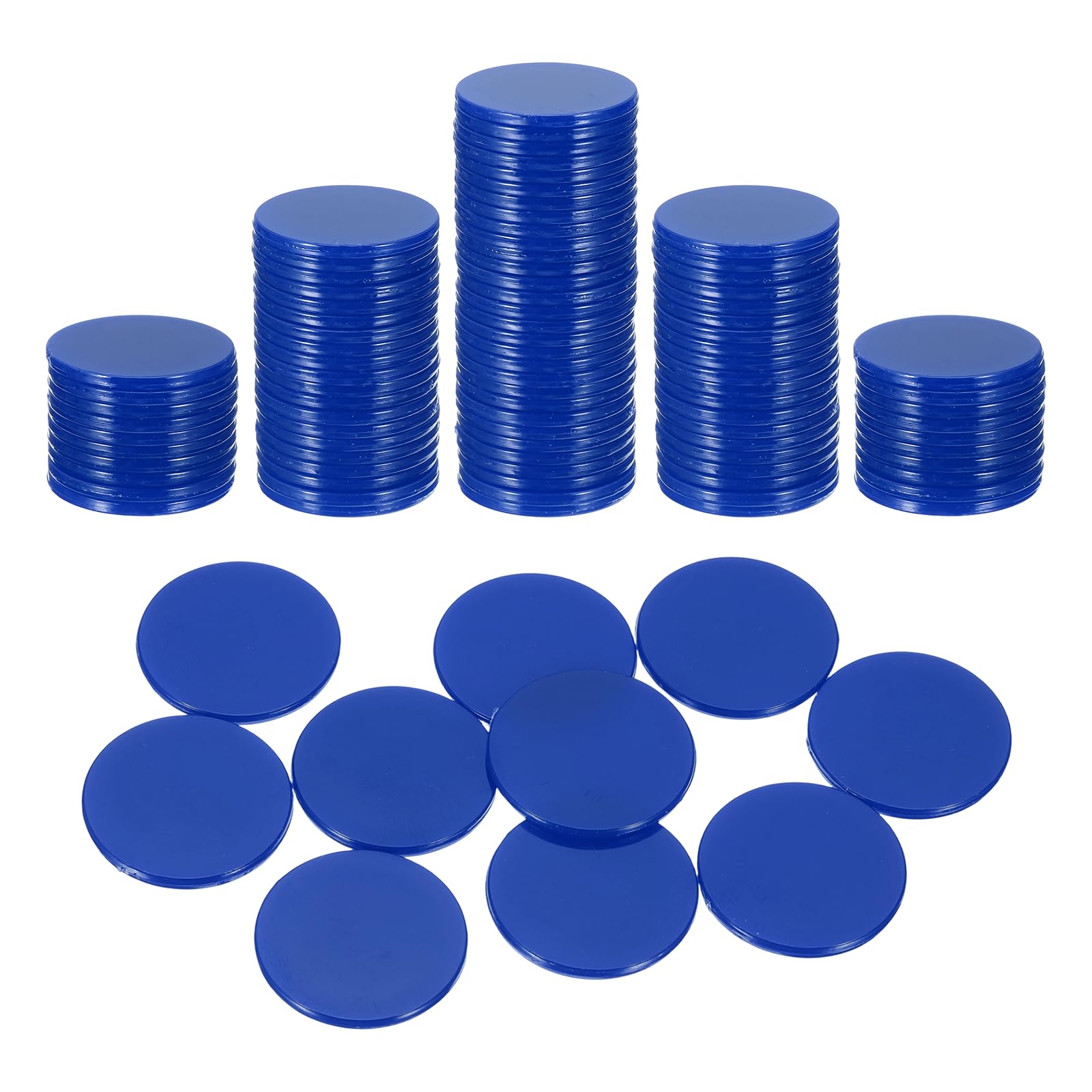 sourcing map 120Pcs 1 Inch Poker Chips, Plastic Bingo Chips Learning Counters Counting Counters Disks Markers Opaque Game Tokens for Game Play Math Counting, Dark Blue, Flat — image 1