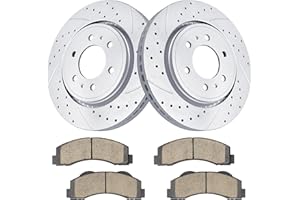 Acinoparts Drilled and Slotted Front Kit Brake Rotors Ceramic Brake Pads for Ford Expedition, F-150 (6 Lug Models ONLY) 2010-2014, F-150 2015-2020, Lincoln Navigator