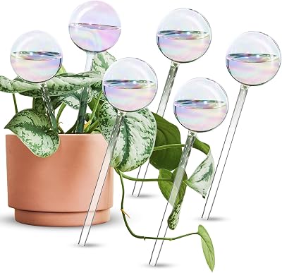 [Tomorotec] 6 Pack Light Iridescent Glass Self-Watering Spikes Iridescent Color