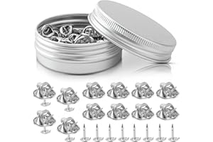 Pin Backs, 50 Pcs Metal Pin Backings, Backs Locking Pin Keepers Clasp Metal Pin Backs for Jewlery, Crafts, Lapel Pins (Silver