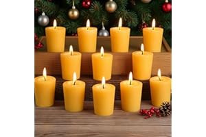 CAPANIEL 24 Pack Votive Candles 100% Beeswax Votive Candles Bulk 13-14 Hours Burn Time Smokeless Bees Wax Votive Candle Unscented Bees Wax Candles for Home Decor