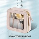 Prite Small Clear Makeup Bag Gift Box Pearl Pink Double Zippers PU Leather view 5