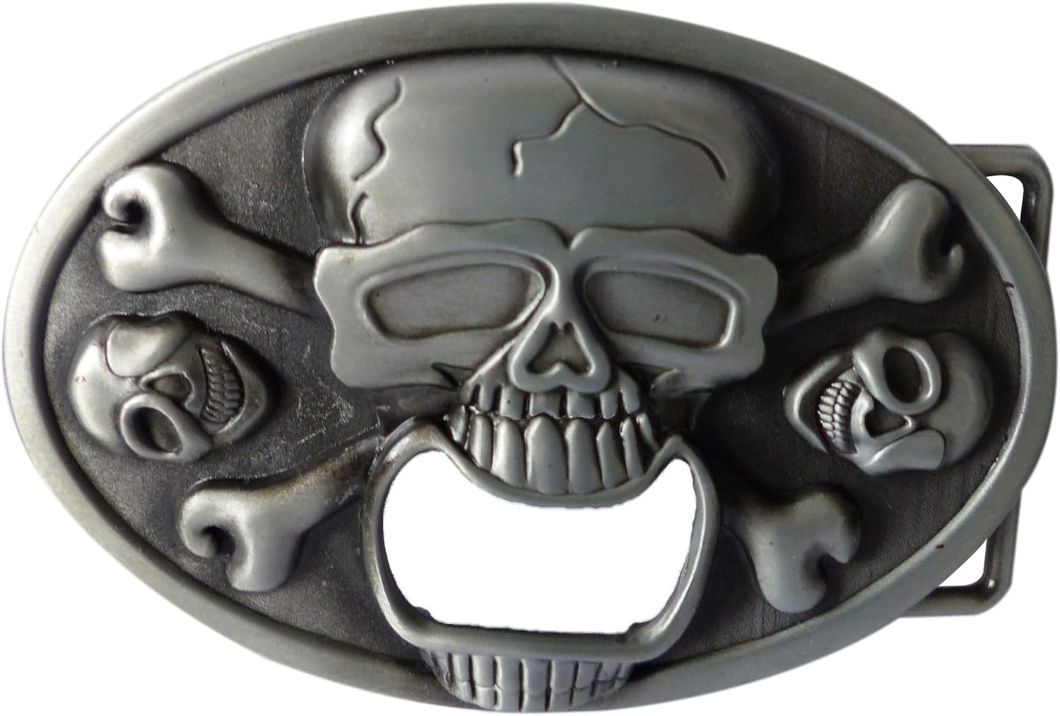 Western Beer Belt Buckle Bottle Opener Skull and Bones Design