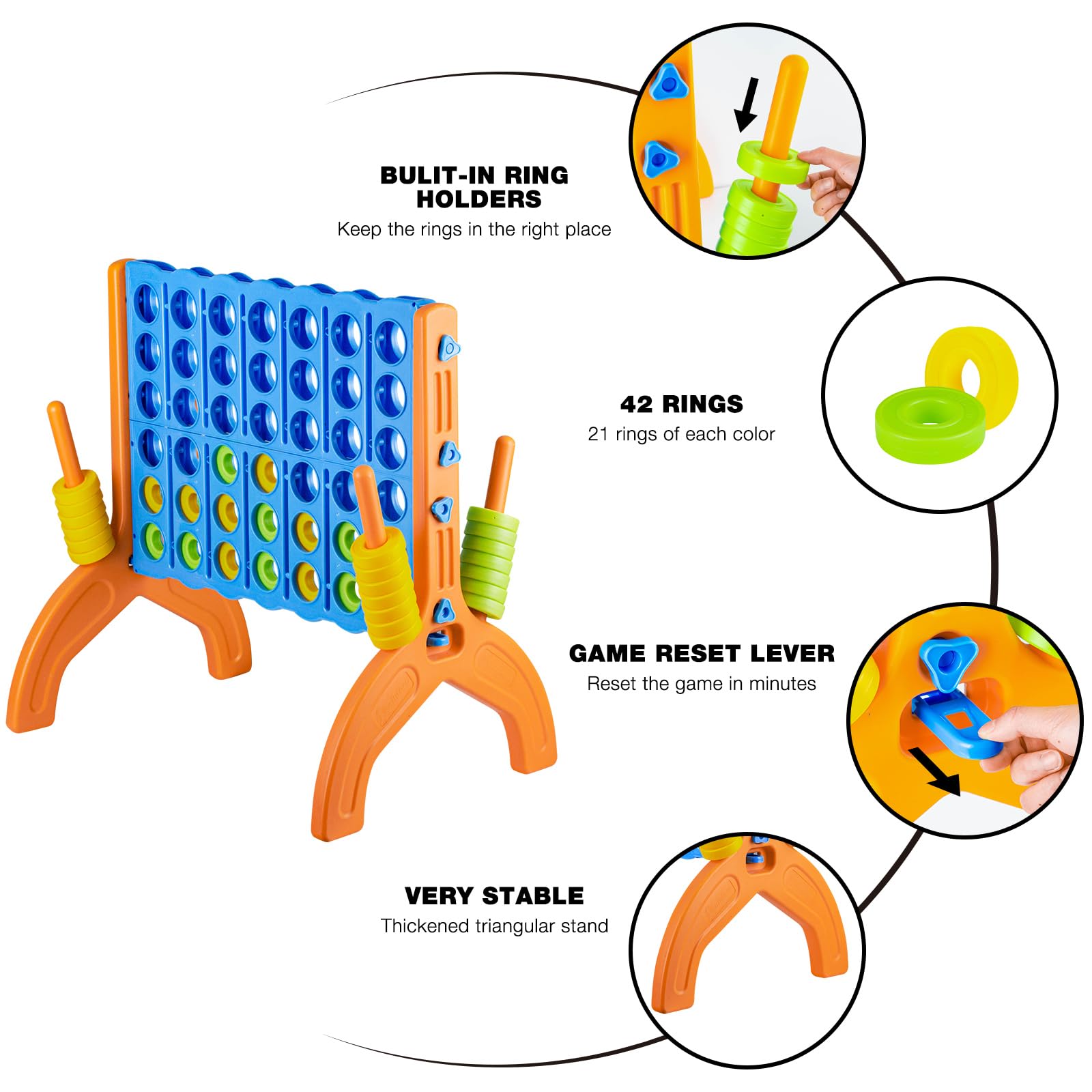 Ayeboovi Giant 4-in-A-Row, Jumbo 4-to-Score Yard Game for Kids and Adults Indoor Outdoor Party Family Connect Game Set with Quick Release Slider & Carrying Bag