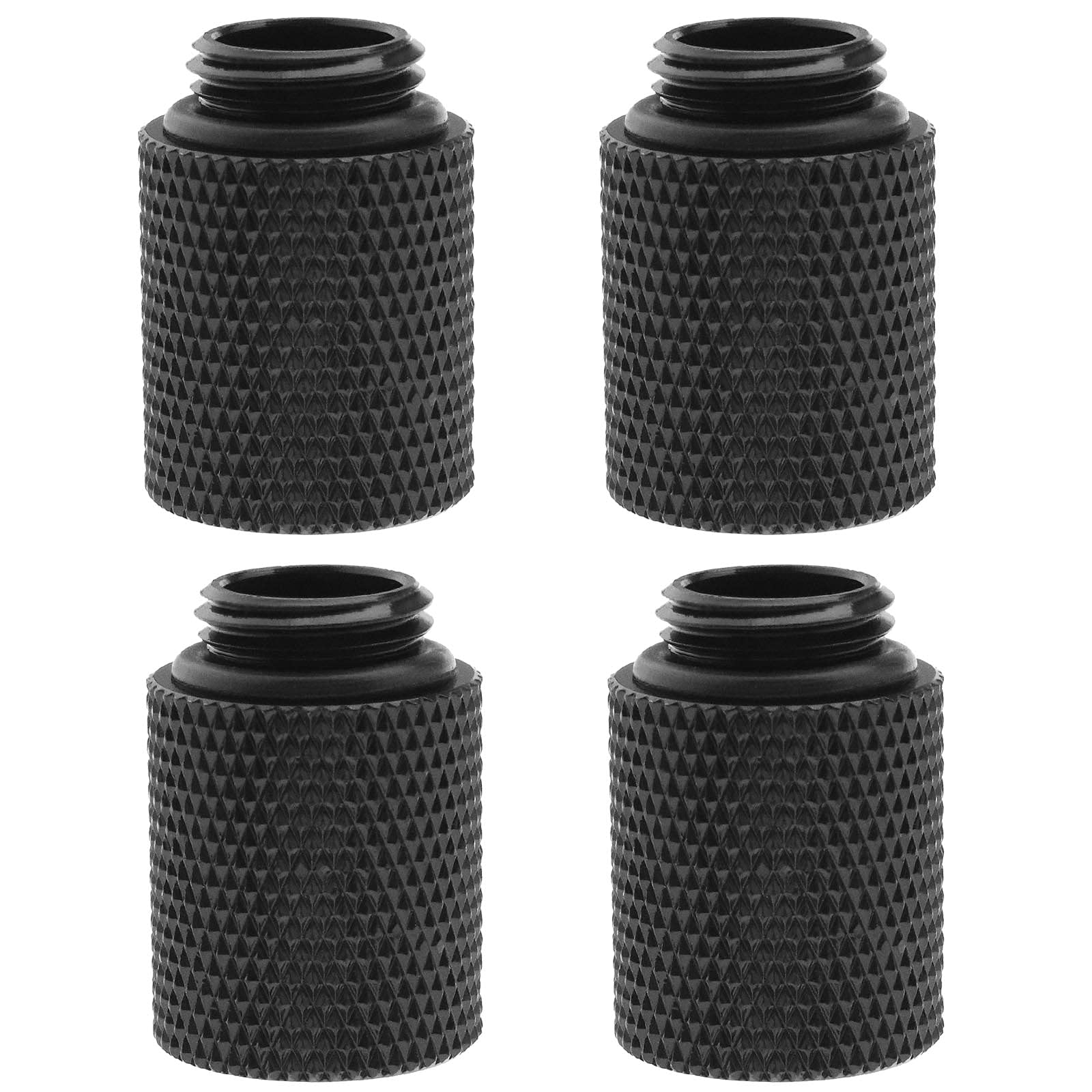 YINETTECH 4pcs G1/4 Black Water Cooling Extension Adapter 20mm Brass with O- Ring Rubber Extended Plat for Computer Water Cooling System