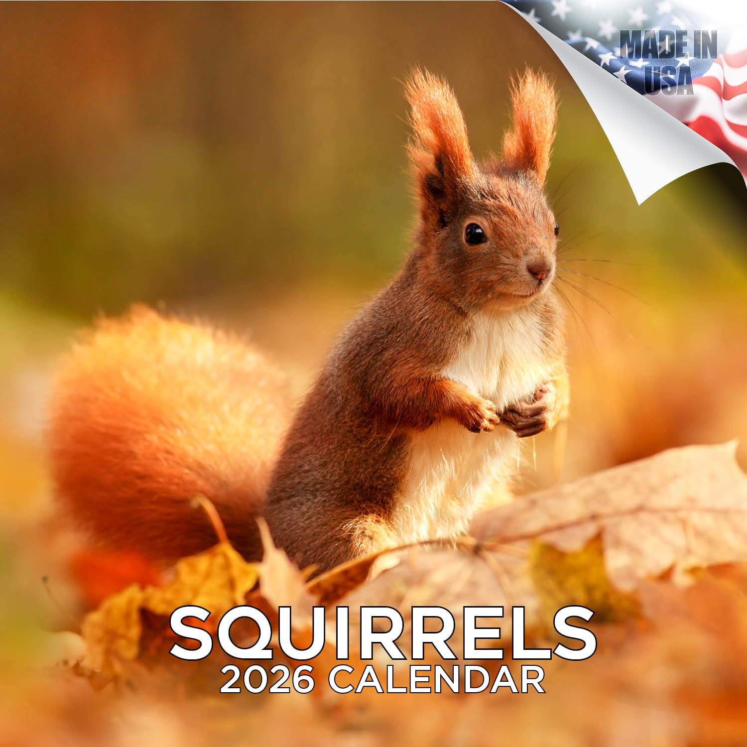 2026 Squirrels Calendar - Cute Animal Monthly Wall Calendar, 16 Month 12x24 Wildlife Planner, Thick No-Bleed Paper, Large Grid, Giftable Animal Calendar for Teachers, Home, Office, Made in USA