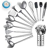 Stainless Steel Cooking Utensils Set, Berglander 13 Pieces Kitchen Utenisls Set, Kitchen Tools Set with Utensil Holder Non-St