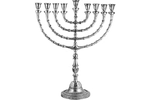 ZION JUDAICA LTD Extra Large Traditional Chanukah Menorah use with Thick Shabbat Candles or Oil Cups Antique Looking Hanukkah Minorah, for Shul, Synagogue, Temple 21" Tall - Large Chanukiahs by Zion Judaica