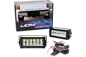 iJDMTOY Rear Bumper Mount Searchlight Reverse LED Light Bar Kit Compatible with 2011-2016 Ford F250 F350 F450, (2) 36W High Power LED Lightbars, Bumper Frame Mounting Brackets & On-Off Switch Wiring