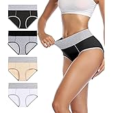 wirarpa 4 Pack Women's Cotton Underwear High Waist Briefs Ladies Soft Breathable Plus Size Panties Full Coverage Underpants X-Large