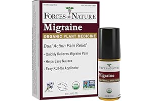 Forces of Nature Natural, Organic Migraine Pain Relief Topical Roll-on, Supports Prodrome, Aura, Headache, Fatigue, Light and Sound Sensitivity, Nausea Associated with Migraines, Non-GMO, 0.14 Fl Oz