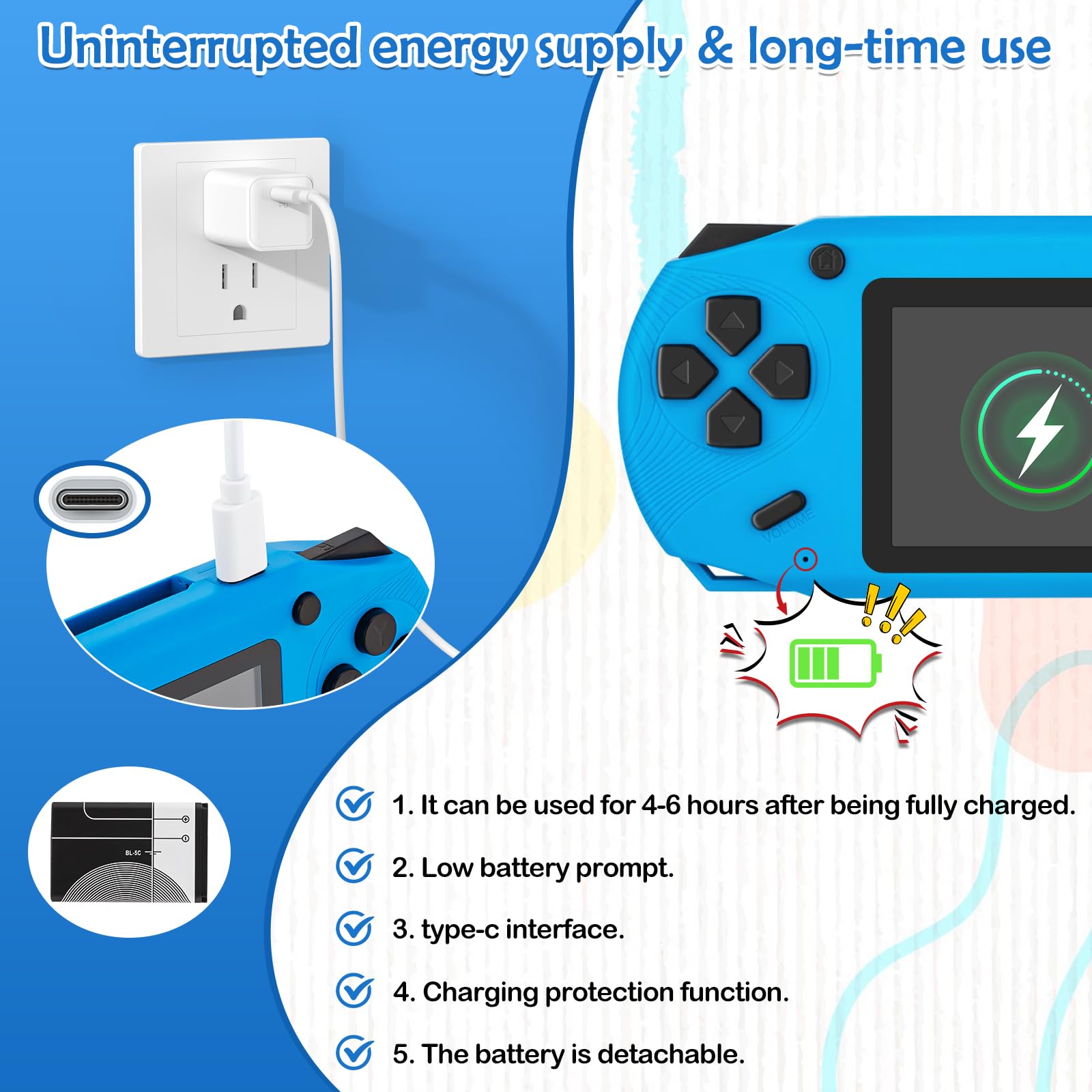 16 Bit Handheld Game for Kids, 3.0'' Large Screen Retro Gaming Player,...
