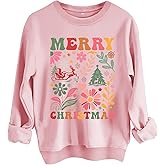 KreqiuCre Christmas Sweatshirt for Women Long Sleeve Letter Printing Shirts Casual Loose Fall Clothes