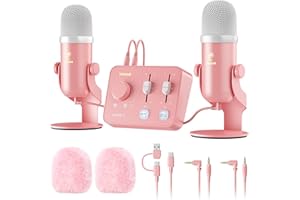 TONOR 192kHZ ASMR Equipment Bundle with Audio Interface, Dual Condenser Mics with Audio Mixer, Immersive 3D Audio, Clear Soun