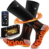 Heated Socks APP Control for Men Women, 6000mAh*2 Battery Heated Socks, Electric Heated Socks Rechargeable Smart Foot Warmers Washable for Camping Fishing Cycling Skiing Skating Hiking Camping