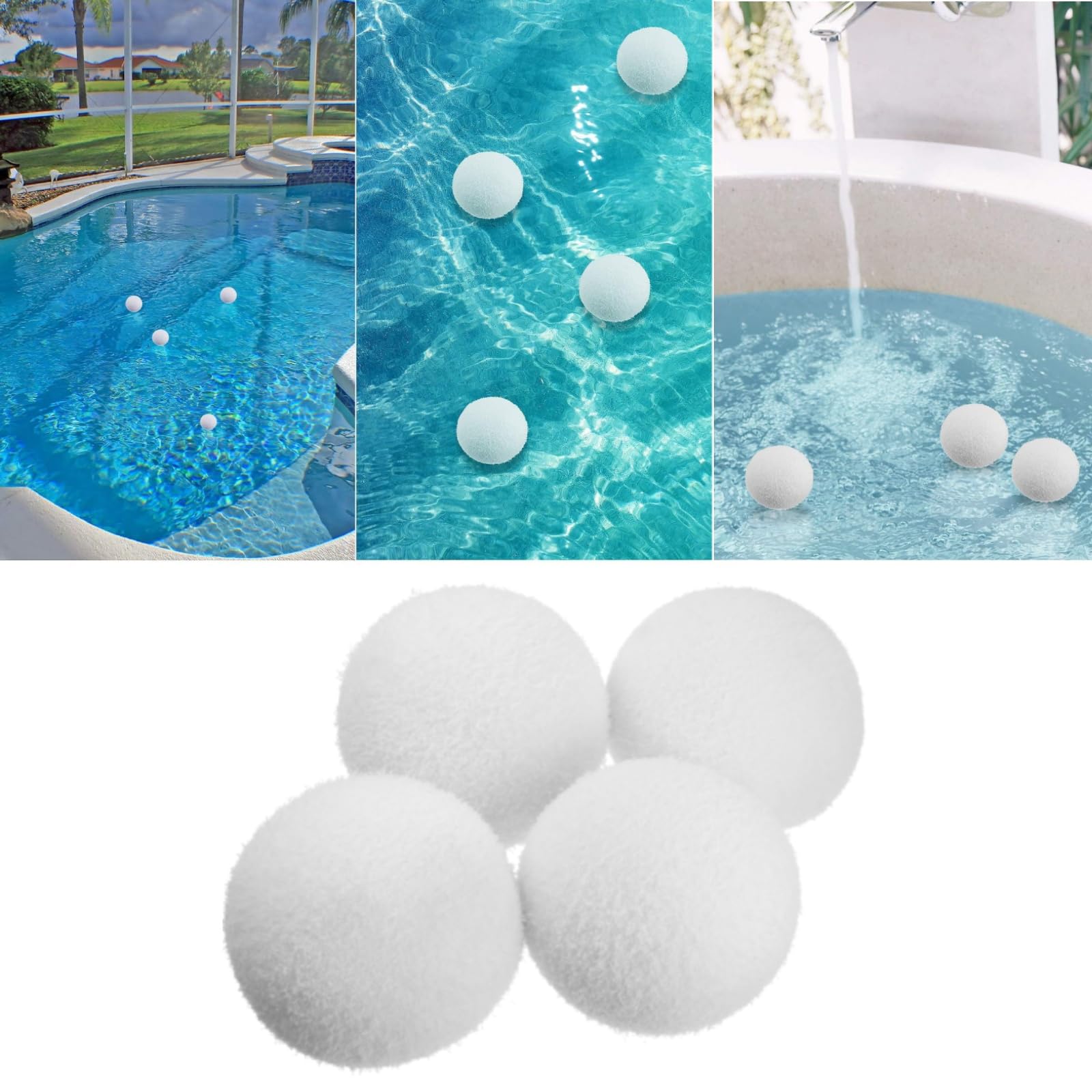Patelai 4 Pieces Eliminating Ball, Reusable Swimming Pool Filter Sponge Ball, Washable Oil Absorbing Ball for Swimming Pools, Bathtubs, Spas Cleaning