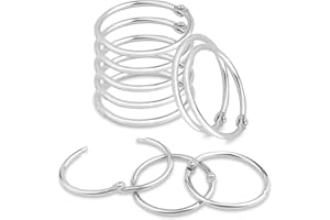 CooBigo Loose Leaf Binder Rings 1 Inch Metal Book Ring Clip for Index Card, Flashcard, Shower Curtain, DMC Embroidery Floss Organizer, Key Chain - Silver(50 Pack)