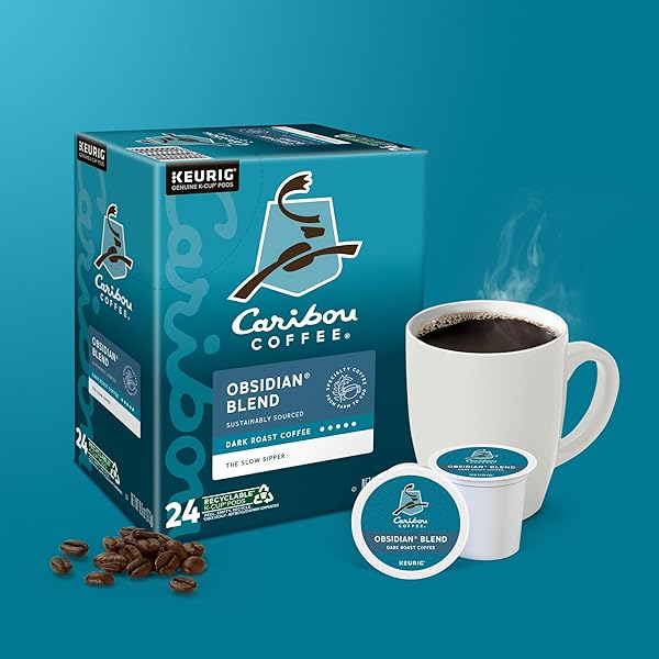 CARIBOU COFFEE OBSIDIAN KEURIG SINGLE-SERVE K-CUP POD, MEDIUM ROAST COFFEE 24 CT