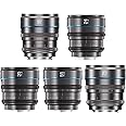 SIRUI Night Walker T1.2 S35 Cine Lens Set, 16mm, 24mm, 35mm, 55mm, 75mm Large Aperture Manual Focus Lens (M4/3 Mount, Metal Grey)