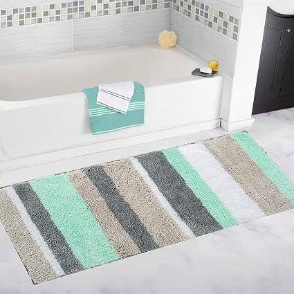 Pauwer Tappeto Antiscivolo E Anti Muffa Per Bagno E Doccia Lavabile In Lavatrice Verde 45x120cm