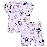 Bluey Girls Ribbed T-Shirt and Shorts Outfit Set Toddler to Big Kid Sizes (2T - 10-12)