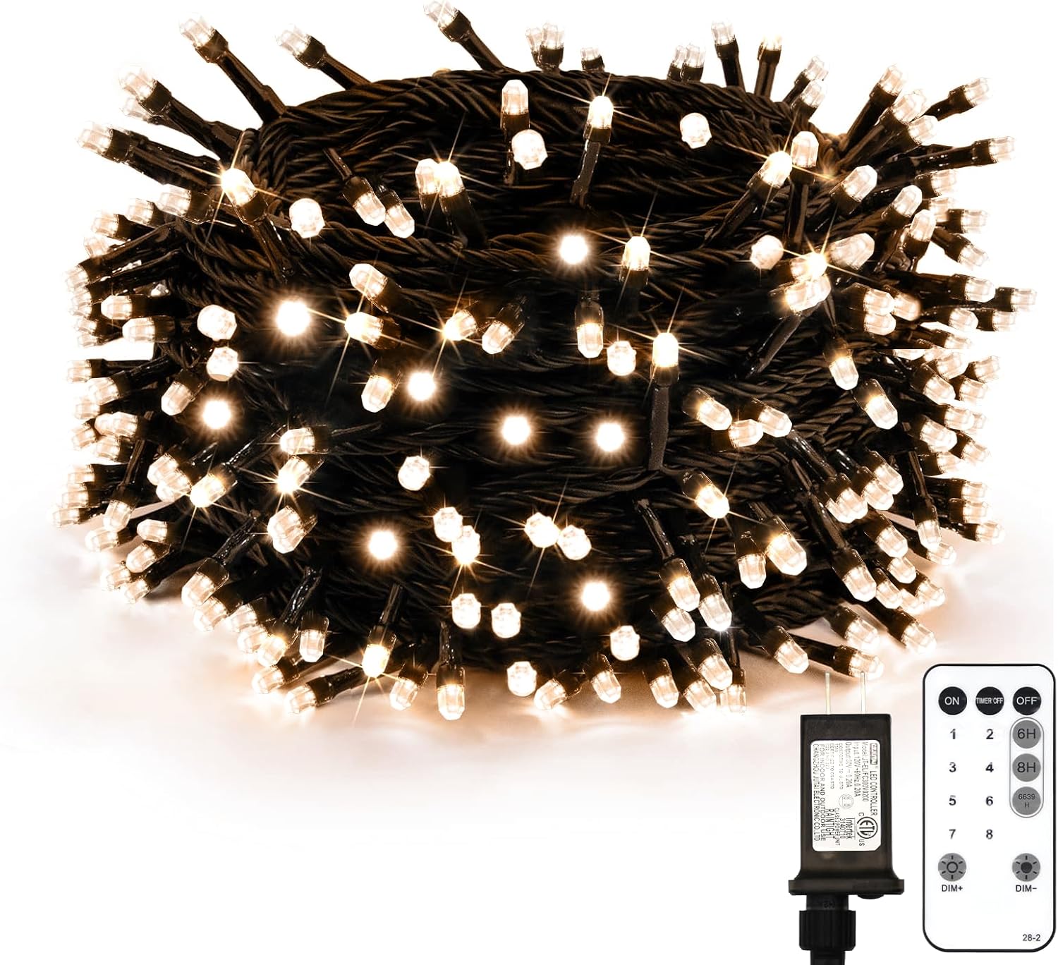 String Lights - suddus White Christmas Tree Lights Outdoor, 66ft 200 LED Christmas String Lights with 8 Modes, Twinkle Lights for Christmas Tree, Bedroom, Backyard, Patio, Porch, House Decoration, Warm White