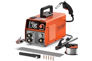 FEIFANKE 135A MIG Welder, Potable Stick/Lift TIG/Flux Core MIG 3 In 1 Multiprocess Flux Core Welding Machine 110V Large LED Display Inverter Welder Full Kit