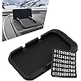 Yumfugu Pack-1 Car Dashboard Anti-Slip Mat, Multifunction Car Dashboard Cell Phone Holder, Double-Groove with Number Plate Auto Pad Mat, Universal for Most Cars (Black)