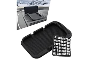Yumfugu Pack-1 Car Dashboard Anti-Slip Mat, Multifunction Car Dashboard Cell Phone Holder, Double-Groove with Number Plate Auto Pad Mat, Universal for Most Cars (Black)