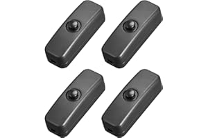 uxcell Mini Inline Cord Switch AC250V 6A/ 125V 10A On-Off Control Feed-Through Latching Press Switch for Bedroom Table Lamp D