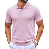COOFANDY Mens Knit Polo Shirts Casual Short Sleeve Button Down Polo Shirt Classic Golf Shirts