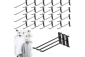 BIOBUBANA 60 Pcs Gridwall Hooks, 10 Inch Grid Wall Hook Display for Gridwall Panels, 20 Lbs Load Heavy Duty Hooks for Grid Wall Accessory, Metal Hook for Retail Store, Home Stroage, Garage, Trade Show (Black)