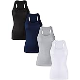 Sugar Sunday 4 Pack Cotton Ribbed Racerback Tank Tops for Women Basic Workout Athletic Tanks Gym Tank Top Yoga Shirts Multipack-14 1X